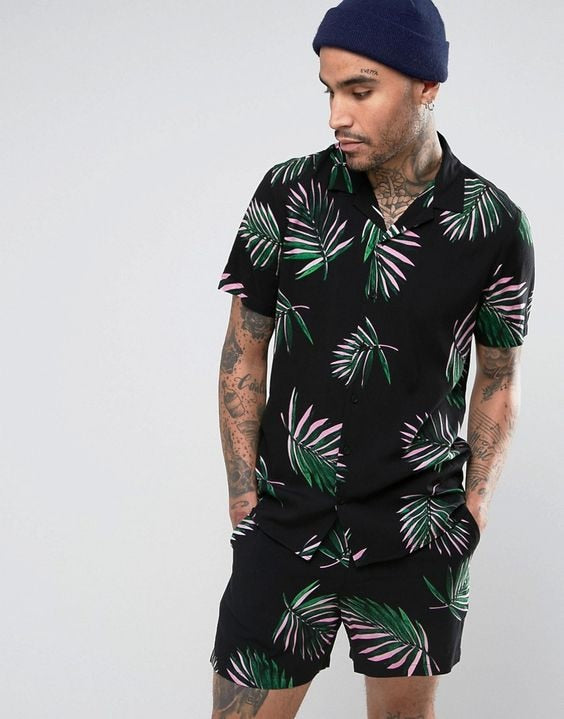 jiaabc hot Hawaiian Set Mens Printing Set Short Sleeve Summer Casual Floral Shirt Beach Two Piece Suit New Fashion Men Sets S-3XL