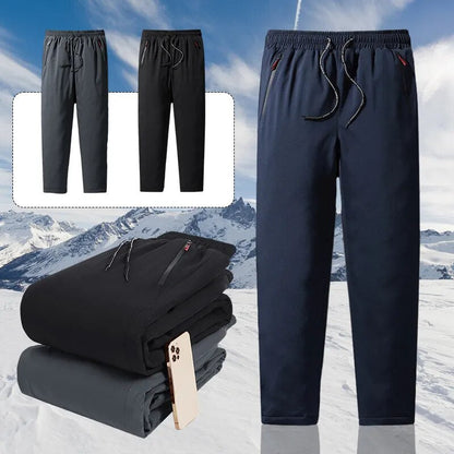 jiaabc Men Winter Warm Pant Thicken Waterproof Down Cotton Lined Casual Sport Pants Joggers Trousers Cotton-padded Solid Lace-up Pant