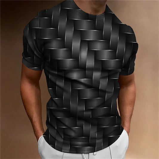 jiaabc Simple Men'S T-Shirt Geometric Pattern 3d Printed Men'S Top Everyday Casual Clothing Loose Oversized-Shirt Retro Sweatshirt