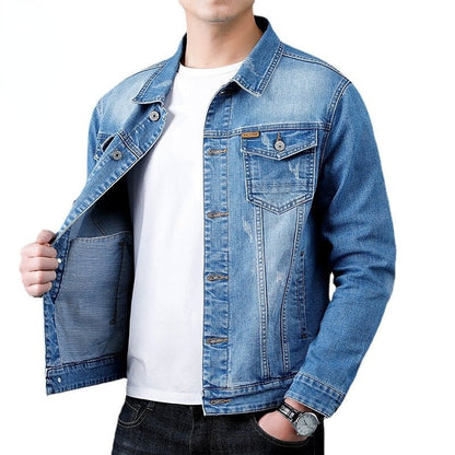 Jacket Men's Casual Cotton Black Denim Jaqueta Jeans Masculina  Slim Washed Retro Classic Blue Jeans Coat Male Men Clothing