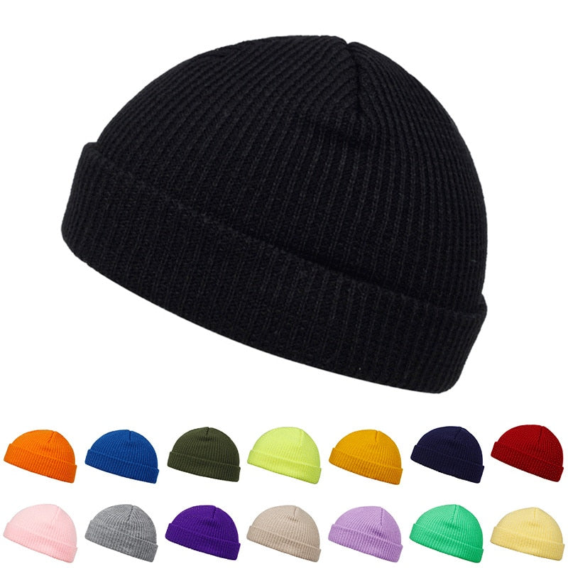 jiaabc Autumn Winter Melon Cap Men women Knitted Hat Beanie Skullcap Sailor Caps Cuff Short Brimless Retro Navy Style Hats casquette