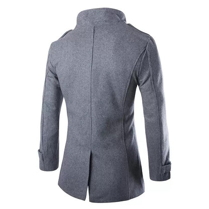 2024 Autumn Men Boutique Black Gray Classic Solid Color Thick Warm Coats Men's Extra Long Trench Coat Male Jacket