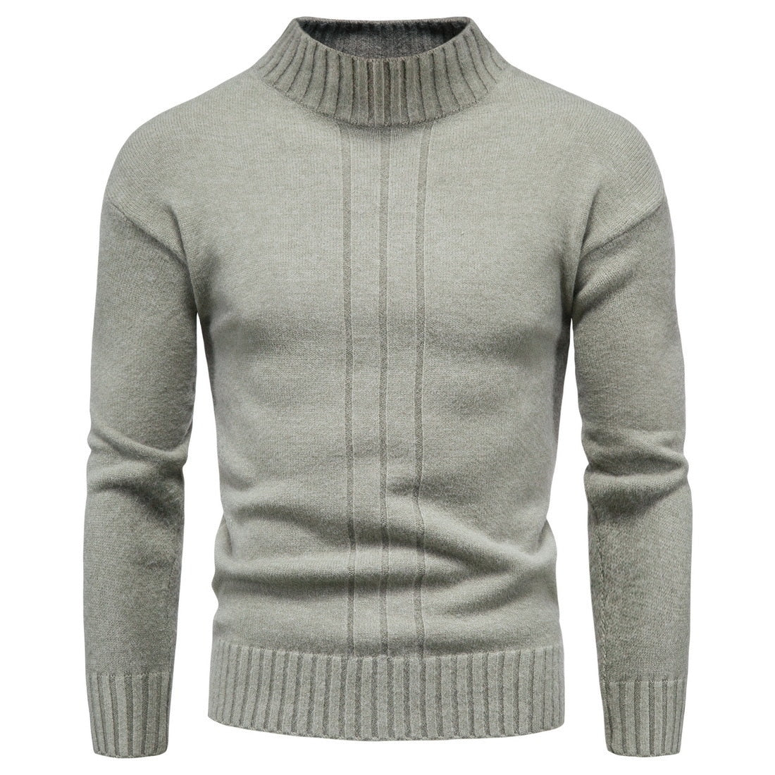 2024 Autumn and Winter New Foreign Trade Men's Solid Color Knitted Shirt Half High Neck Sweater Casual Underlay Top