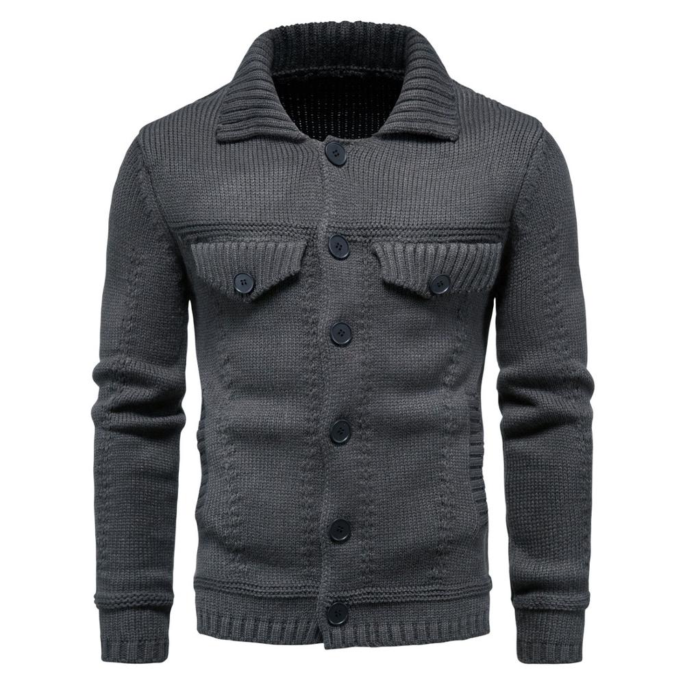 Men's Knitted Sweater Jacket Warm and Thicker In Winter Long Sleeve Cardigan Wool Men's Lapel Workwear Cardigan Outer Sweater