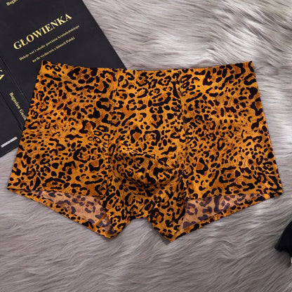 Couple Lovers Men Boxer Shorts Leopard Print Sexy Underwear Men's Underpants Cueca Boxer Male Panties Lady Boxershorts Bamboo