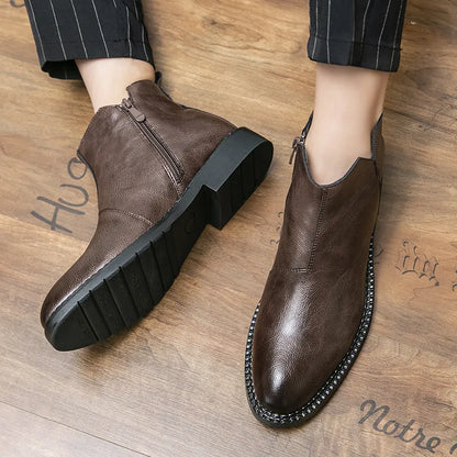 jiaabc Casual Chelsea Boots Men Ankel Boots Fashion Retro Business Dress Boots Antumn Bota Masculina