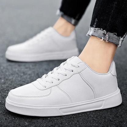 jiaabc Classic Leather Men White Casual Shoes Breathable Comfort Sneakers Outdoor Mens Walking Running Shoes Couple Footwear Size 36-47