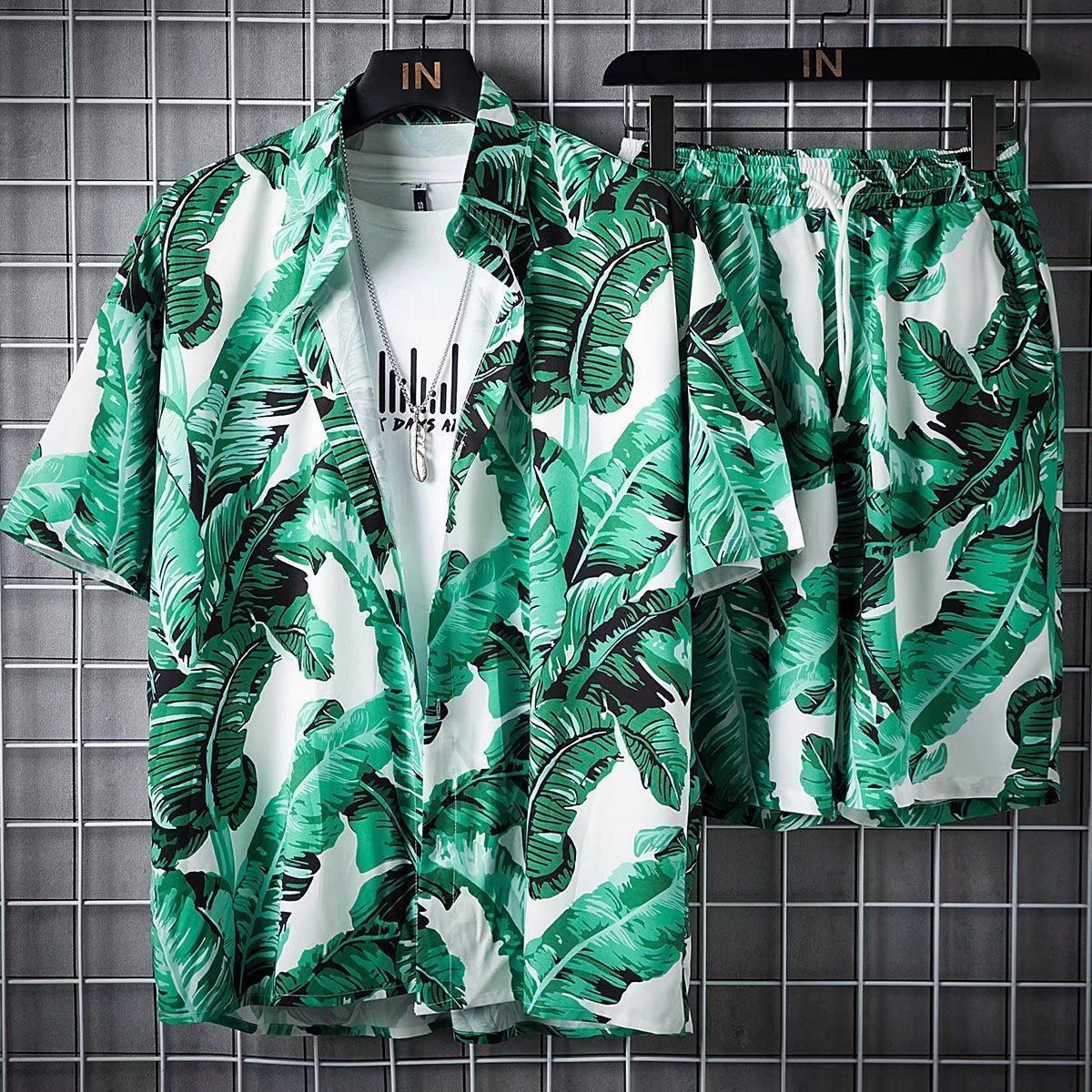 jiaabc Men Summer Beach Floral Shirt 2 Piece Set Fashion Holiday Hawaiian Shirt + Shorts Sets Thin Quick Dry Casual Print Short Sleeve