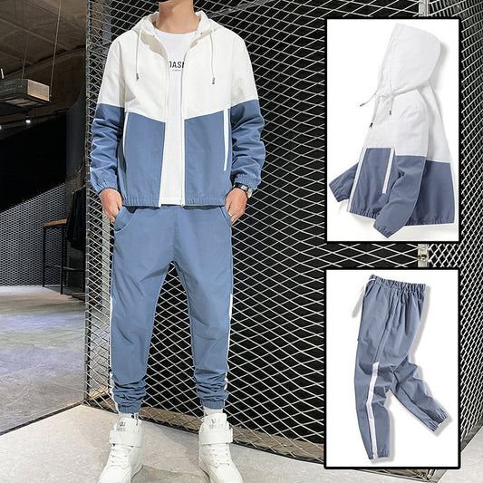 jiaabc Men Tracksuit Casual Joggers Hooded Sportswear Jackets And Pants 2 Piece Sets Hip Hop Running Sports Suit