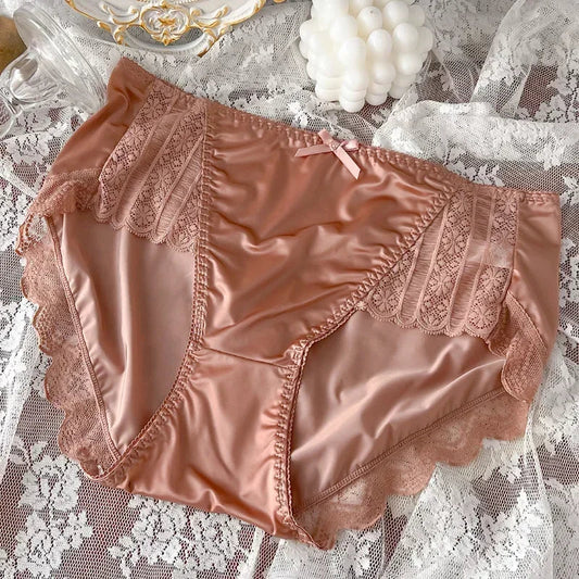 New Underwear for Women Satin Traceless Ice Silk Panties for Lady Breathable Sexy Pure Desire Panties Large Mid Waist M-XXL