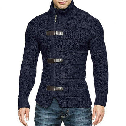 jiaabc Men's Sweaters Stretchy Stylish Acrylic Fiber Loose Sweater Coat Winter Mens Turtleneck Pullover Sweater