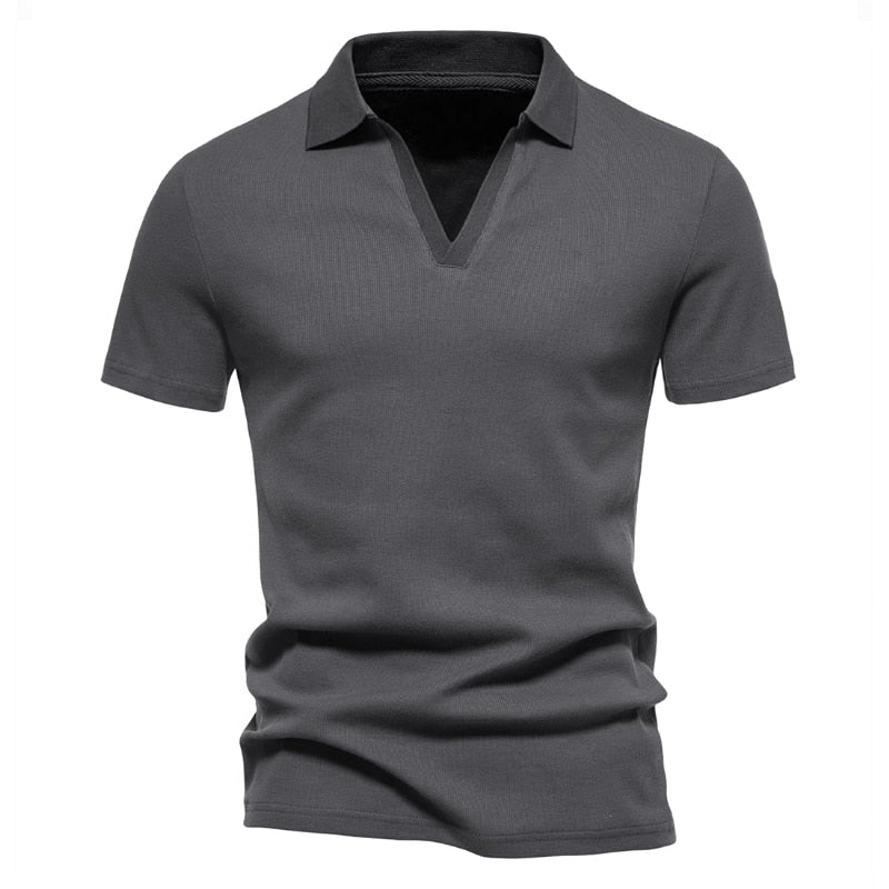 7-color 92% Cotton Optional New Men's Short Sleeved T-shirt American Retro Cotton Fitness POLO Shirt Loose Oversized Top