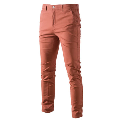 jiaabc Casual Cotton Men Trousers Solid Color Slim Fit Men's Pants New Spring Autumn High Quality Classic Business Pants Men