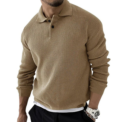 Autumn Winter Men's Sweater Knitted POLO Shirts Lapel Solid Color Knitted Pullover Social Streetwear Casual Business Men Clothin