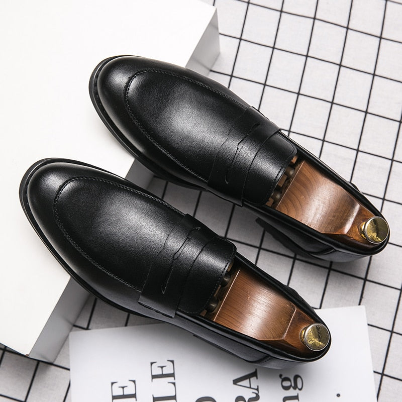 jiaabc Evening Dress Men Shoes High Quality Black New Stylish Design Slip-on Shoes Casual Formal Office Leather Shoes Luxury Career