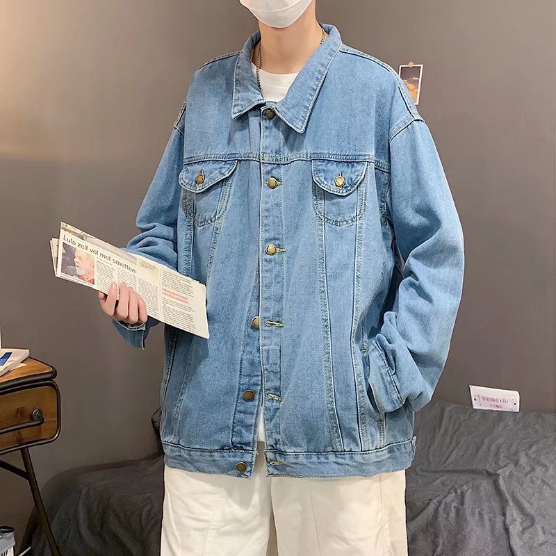 Black Denim Short Jacket Men Jeans Jacket Coats Casual Windbreaker Pockets Overalls Bomber Streetwear Man Clothing Outwear