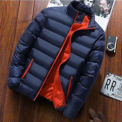 jiaabc Mens Winter Jackets Fashion Casual Windbreaker Stand Collar Thermal Coat Outwear  Oversized Outdoor Camping Jacket Male Clothes