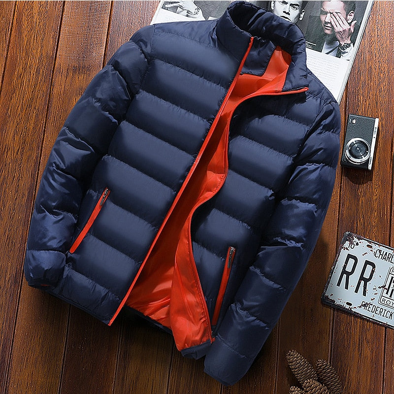 jiaabc Mens Winter Jackets Fashion Casual Windbreaker Stand Collar Thermal Coat Outwear  Oversized Outdoor Camping Jacket Male Clothes