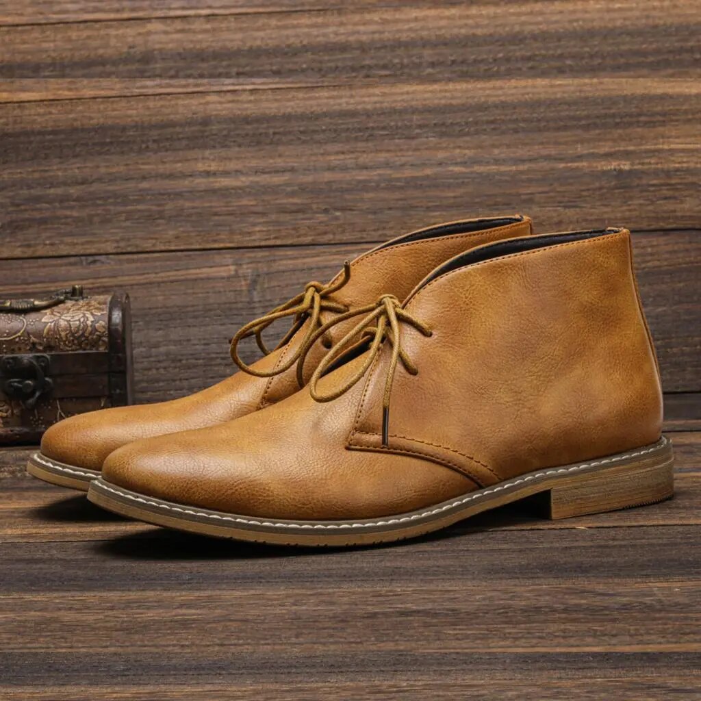 jiaabc Retro Men Ankle boots Brand Plus Size Desert Boots Comfortable Leather Boots For Men