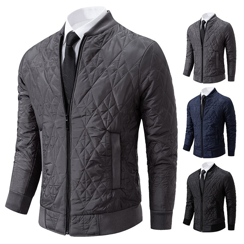 Autumn and winter men's fashion leisure new knitted men's Korean version of slim cotton-padded jacket sweater coat.