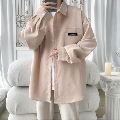 jiaabc Autumn New Men's Soft Corduroy Long Sleeve Shirts Korean Shirt Woman Fashion Casual Oversize 5xl Shirt Coat Quality Clothing