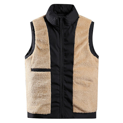 jiaabc Men's Lambswool Zipper Vest Sleeveless Coat Winter Plus Size Warm Waistcoat Fleece Vest High Quality Fleece Vest Jackets