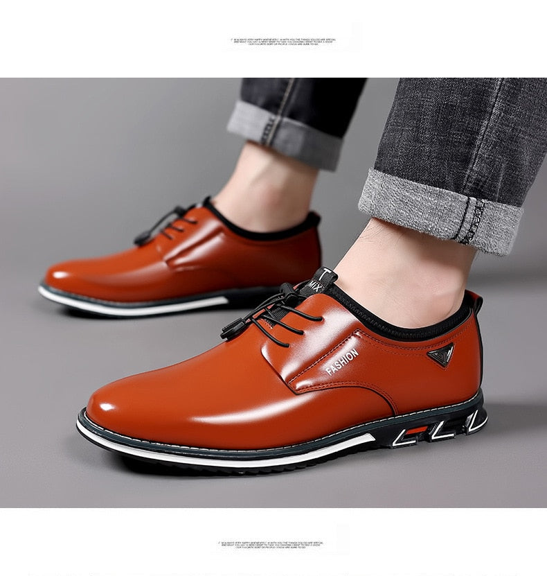 jiaabc Men Casual Shoes Fashion Business Men Shoes Comfort Slip on Male Loafers Platform Leather Work Shoes Big Size 50 Chaussure Homme