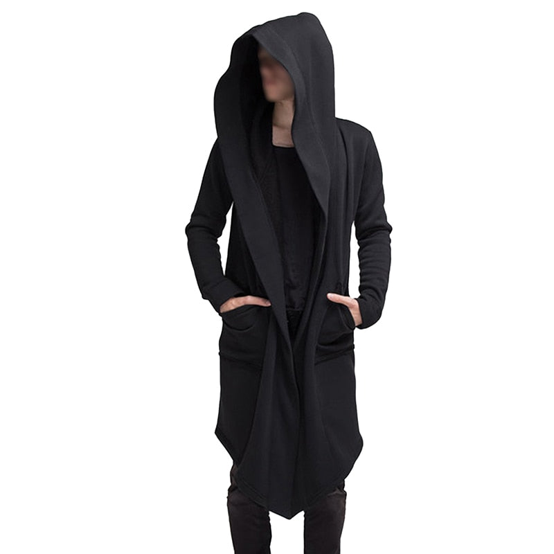 jiaabc  Autumn Winters In Europe And The New men's Coat Long Cardigan Cape Coat Hooded Cotton Blended Long Sweater Men Coats