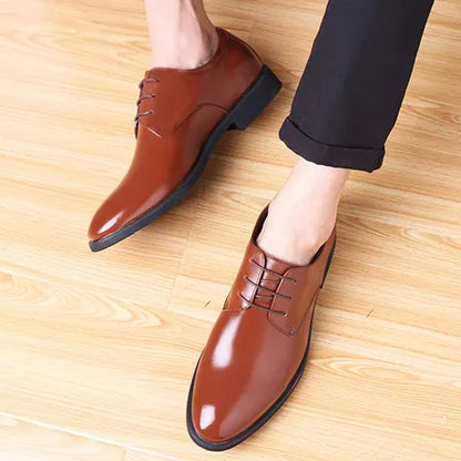 jiaabc Men's Breathable Leather Shoes Black Soft Leather Soft Bottom Spring And Autumn Best Man Men's Business Formal Wear Casual Shoes