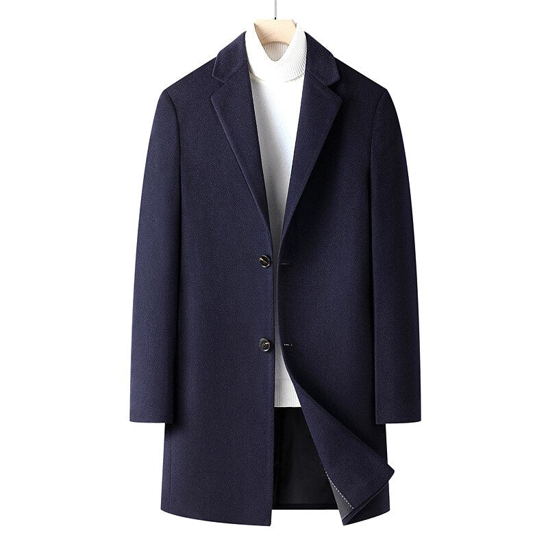 jiaabc Men's Wool Blend Coats Autumn Winter New Thickened Warm  Long Coat High Quality Design Wool Blend Coats for Men