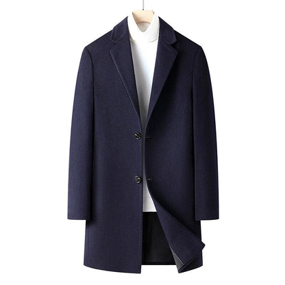 jiaabc Men's Wool Blend Coats Autumn Winter New Thickened Warm  Long Coat High Quality Design Wool Blend Coats for Men