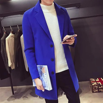 jiaabc 2024 Fashion Men Wool & Blends Mens Casual Business Trench Coat Mens Leisure Overcoat Male Punk Style Blends Dust Coats Jackets