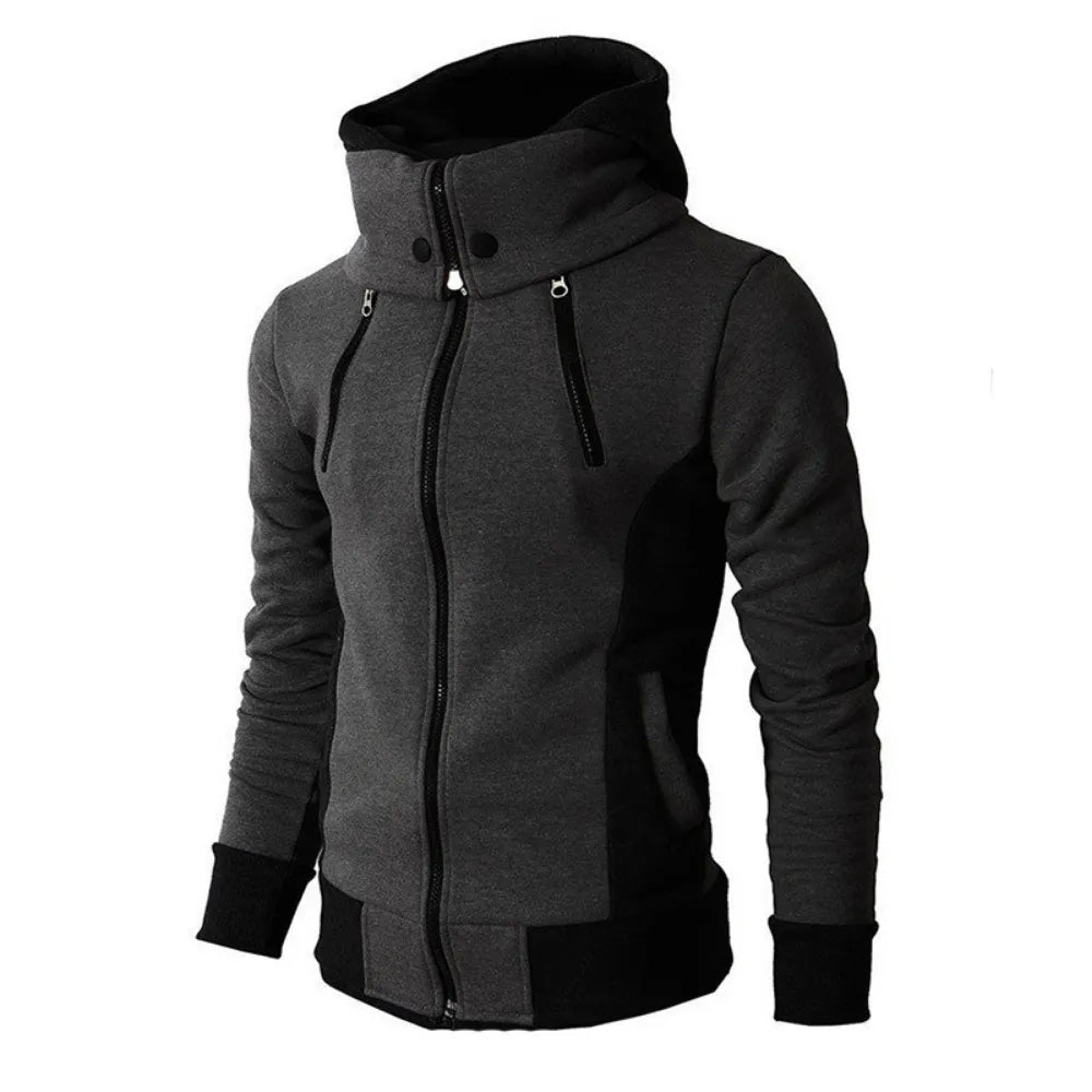 jiaabc Zipper Men Jackets Autumn Winter Casual Fleece Coats Bomber Jacket Scarf Collar Fashion Hooded Male Outwear Slim Fit Hoody