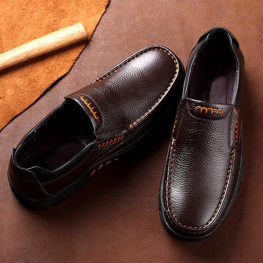 jiaabc Genuine Leather Shoes Men Loafers Soft Cow Leather Men Casual Shoes New Male Footwear Black Brown Slip-on A2088