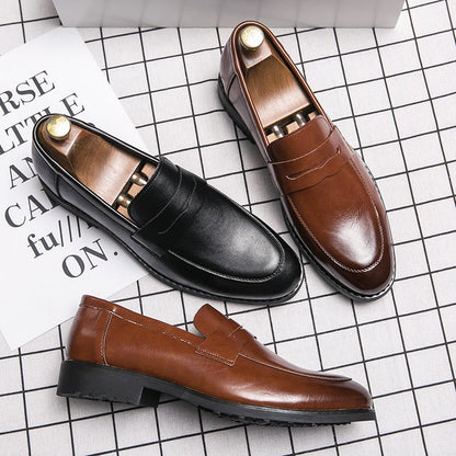 jiaabc Evening Dress Men Shoes High Quality Black New Stylish Design Slip-on Shoes Casual Formal Office Leather Shoes Luxury Career