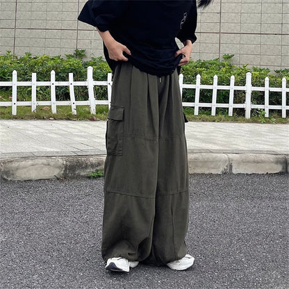 jiaabc Harajuku Vintage Wide leg jeans Pants Men Casual Joggers Harem Pants White Cargo Pants Skateboard Trousers Streetwear