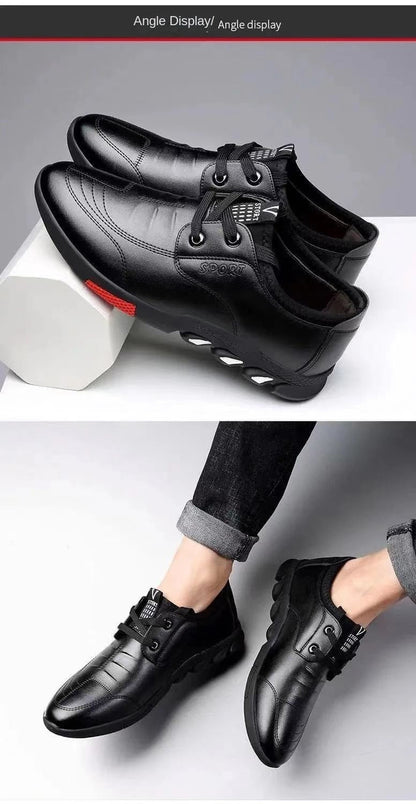 jiaabc Dropshipping Men's Casual Leather Shoes Spring Men's Shoes Silp on Work Shoes Male Soft Non-slip Loafers Summer Flat Shoes 2023