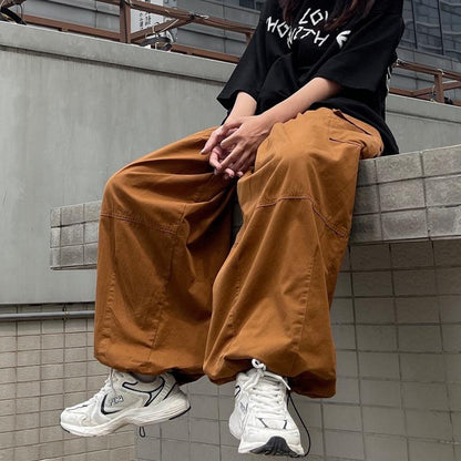 jiaabc Vintage Baggy Cargo Pants Men Cotton Wide Leg Trousers Male Oversize Retro Loose Casual Japanese Streetwear Hip Hop