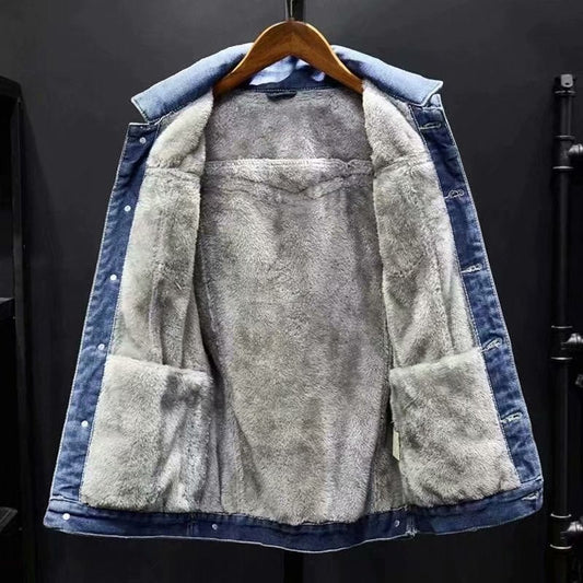 Winter Denim Cotton Jacket Men's Padded Thicker Plus Size Warm Jacket Top