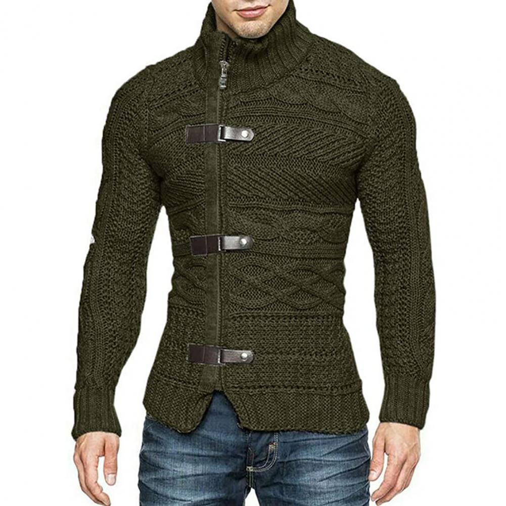 jiaabc Men's Sweaters Stretchy Stylish Acrylic Fiber Loose Sweater Coat Winter Mens Turtleneck Pullover Sweater