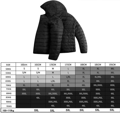 jiaabc Autumn and Winter New Men's Water and Wind-Resistant Cotton Parkas Fashion Casual Hooded Thickened Printed Warm Cotton Jacket