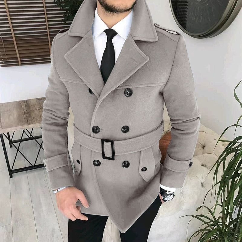 jiaabc New Men's Double Breasted Woolen Coat Winter Trench Coat Long Male's Overcoat High Quality Man Wool Jackets Outdoor Windbreaker