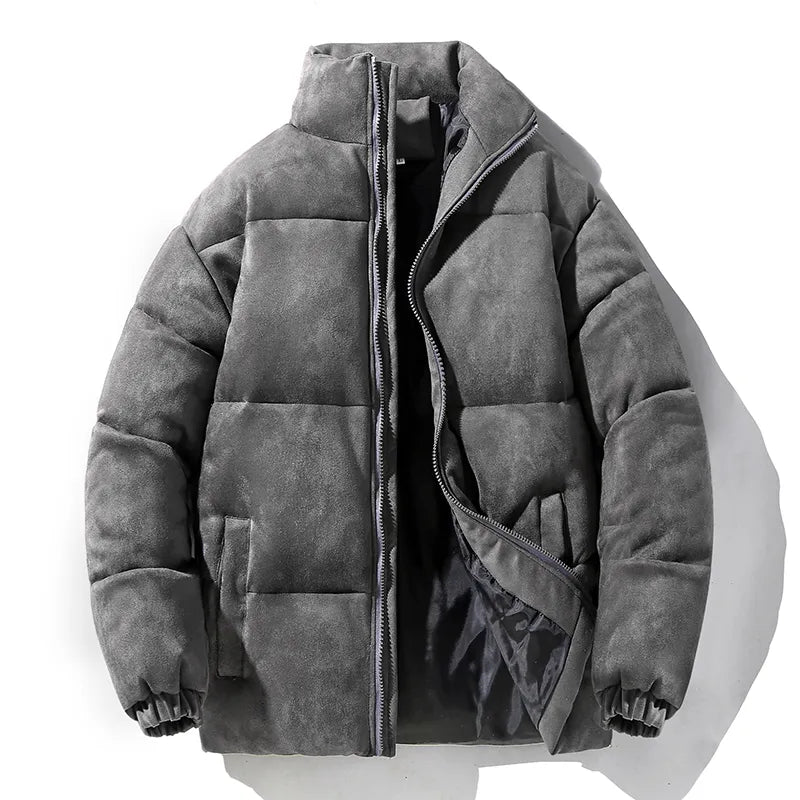 jiaabc Fashion Winter Jacket Men Parkas Thick Warm Streetwear Cotton Coat Mens Stand Collar Solid Color Zipper Winter Coat Men Outwear