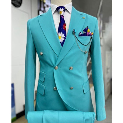 Formal Suits for Men Wedding Slim Fit Double Breasted 2 Pieces Groom Tuxedos Peak Lapel Custom Male Blazer Prom Wear 2023