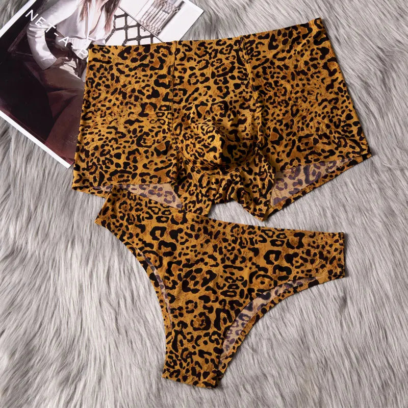 Couple Lovers Men Boxer Shorts Leopard Print Sexy Underwear Men's Underpants Cueca Boxer Male Panties Lady Boxershorts Bamboo