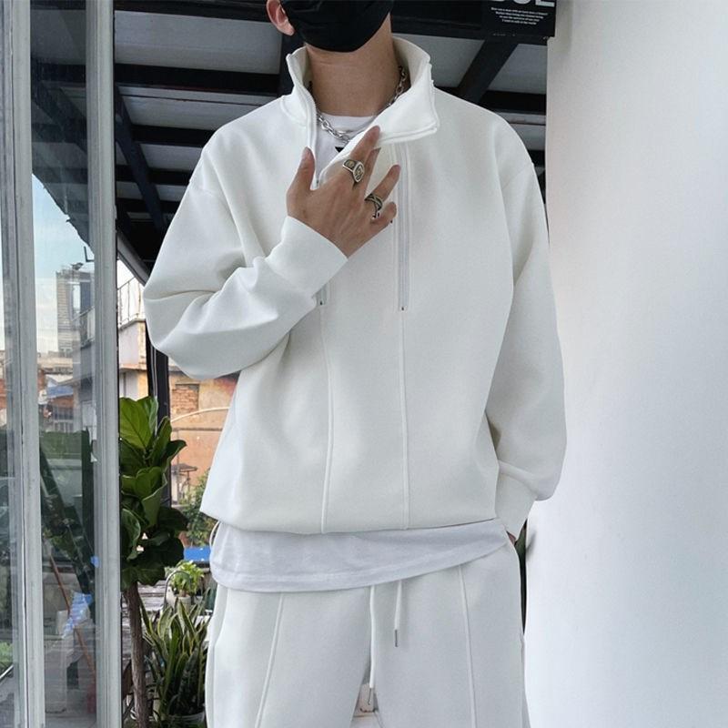 jiaabc 2023 Autumn Winter Tracksuit Two Piece Sets Hip Hop Men Pant Sports Wear Fashion Clothing Solid Color Sweatsuit Jogging Suit