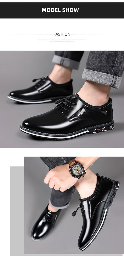 jiaabc Men Casual Shoes Fashion Business Men Shoes Comfort Slip on Male Loafers Platform Leather Work Shoes Big Size 50 Chaussure Homme