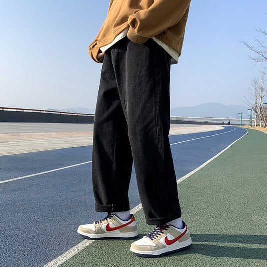 jiaabc Spring brand straight loose trouser  Korean High street men and women can wear denim classic fashion trend boys girls jeans