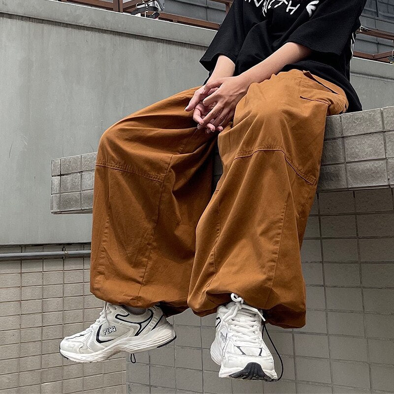 jiaabc Vintage Baggy Cargo Pants Men Cotton Wide Leg Trousers Male Oversize Retro Loose Casual Japanese Streetwear Hip Hop