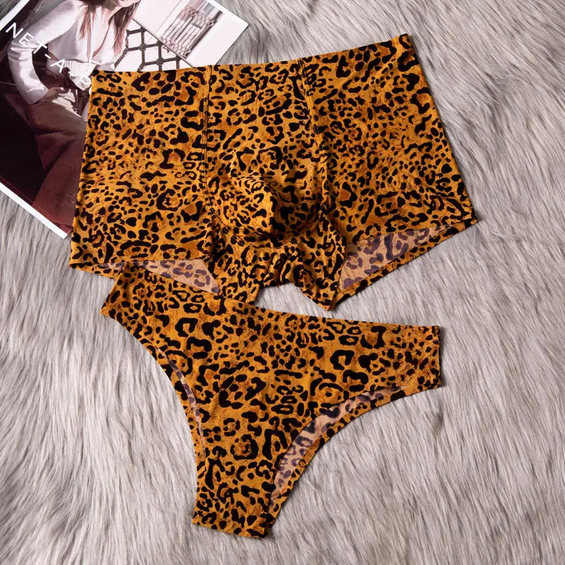 Couple Lovers Men Boxer Shorts Leopard Print Sexy Underwear Men's Underpants Cueca Boxer Male Panties Lady Boxershorts Bamboo